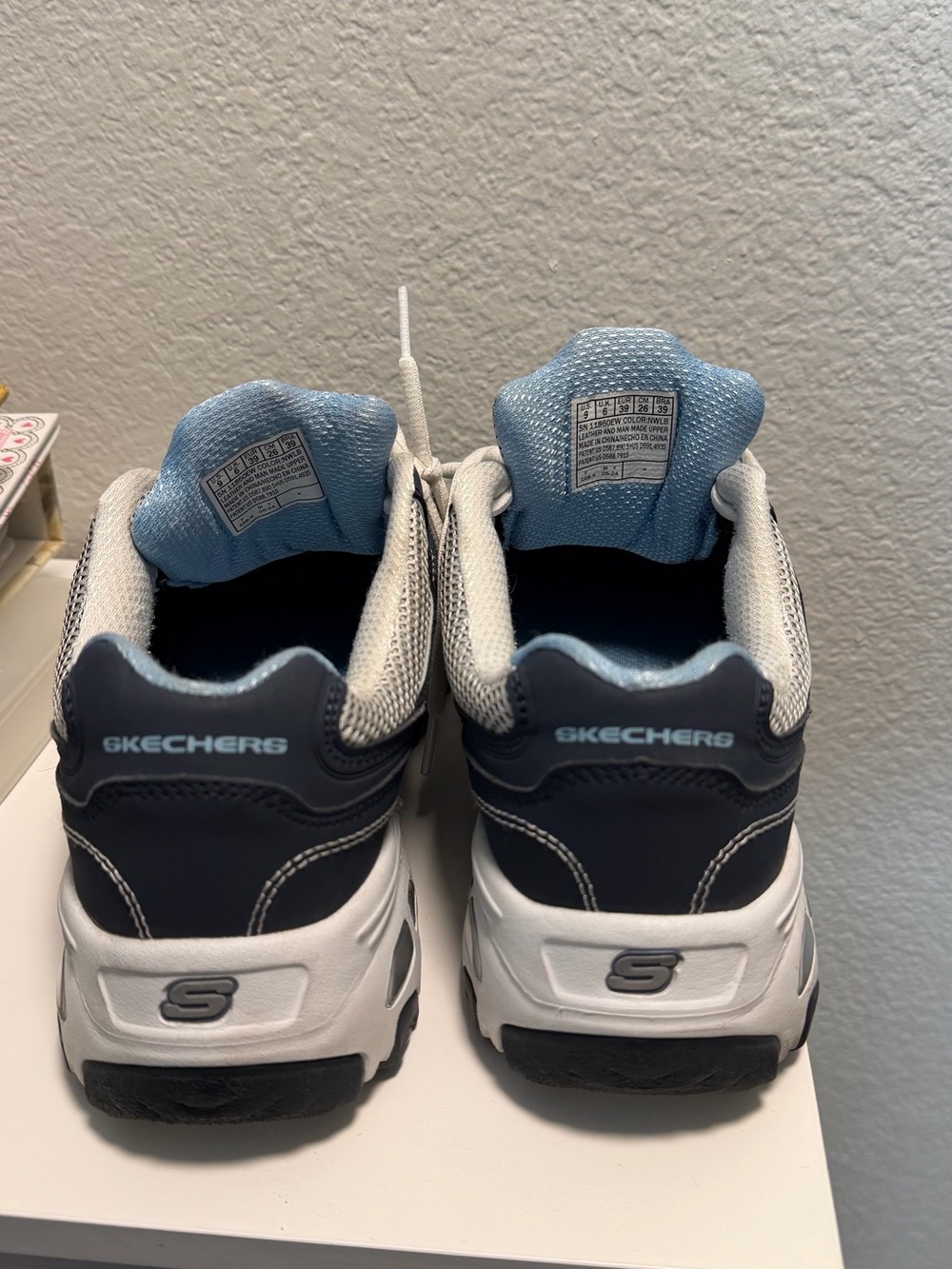 Skechers D'Lites Navy and White Sneakers - Picture 3 of 9